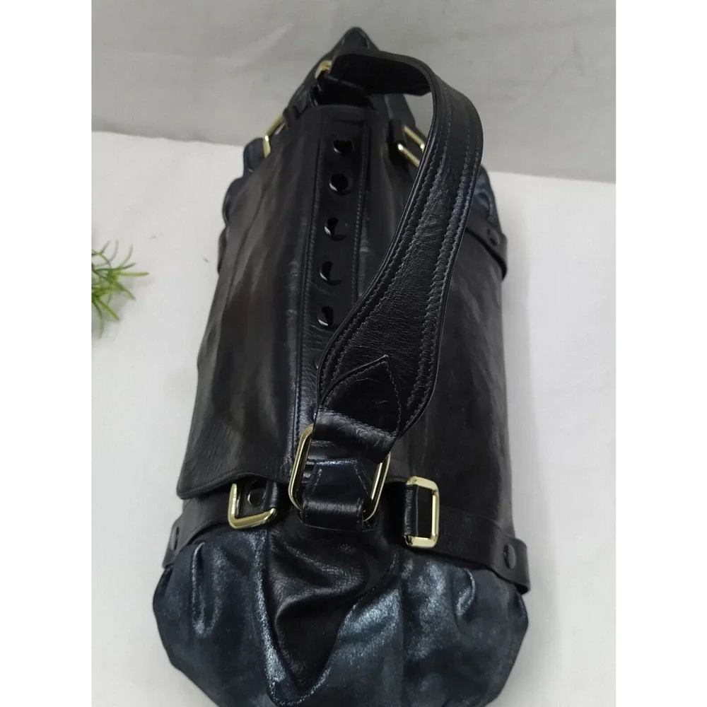 Rebecca Minkoff Colorblock Black Gray Leather Double Handle Zipper Satchel Bag